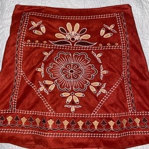Terracotta red suede mini skirt
